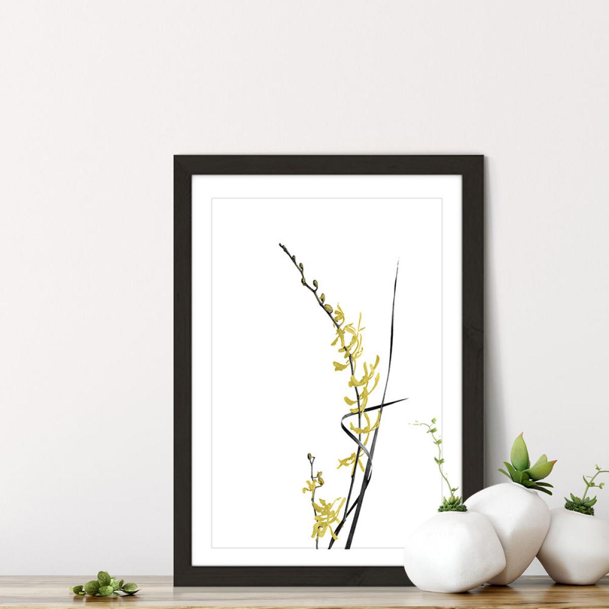 Flower Minimal Black and Gold 6 Art Print Black Frame – image 7