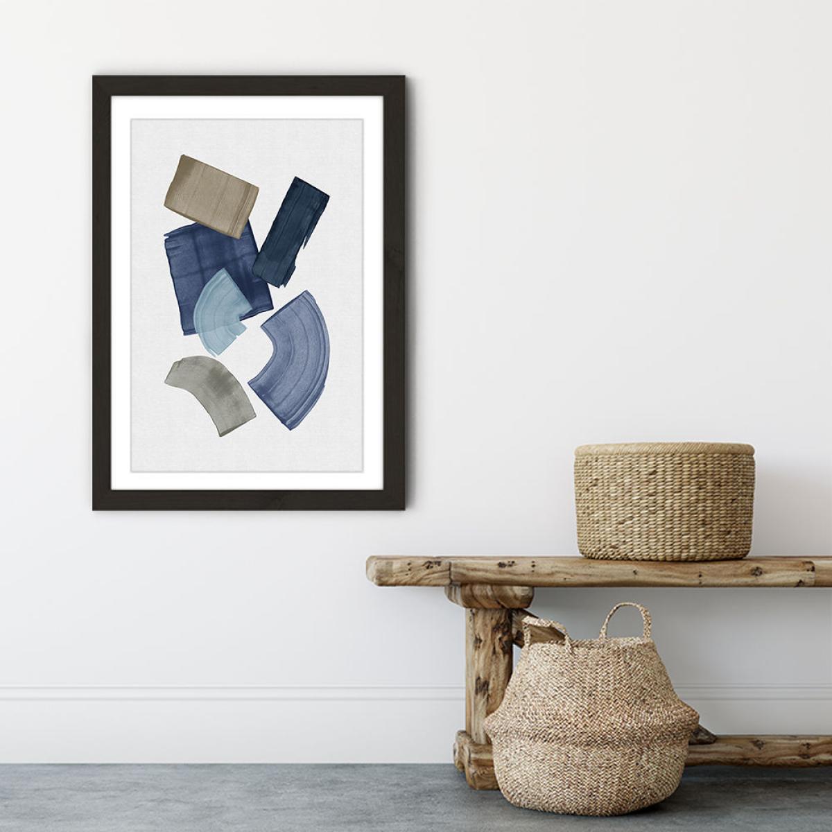 Blue & Brown Paint Blocks Art Print Black Frame – image 3