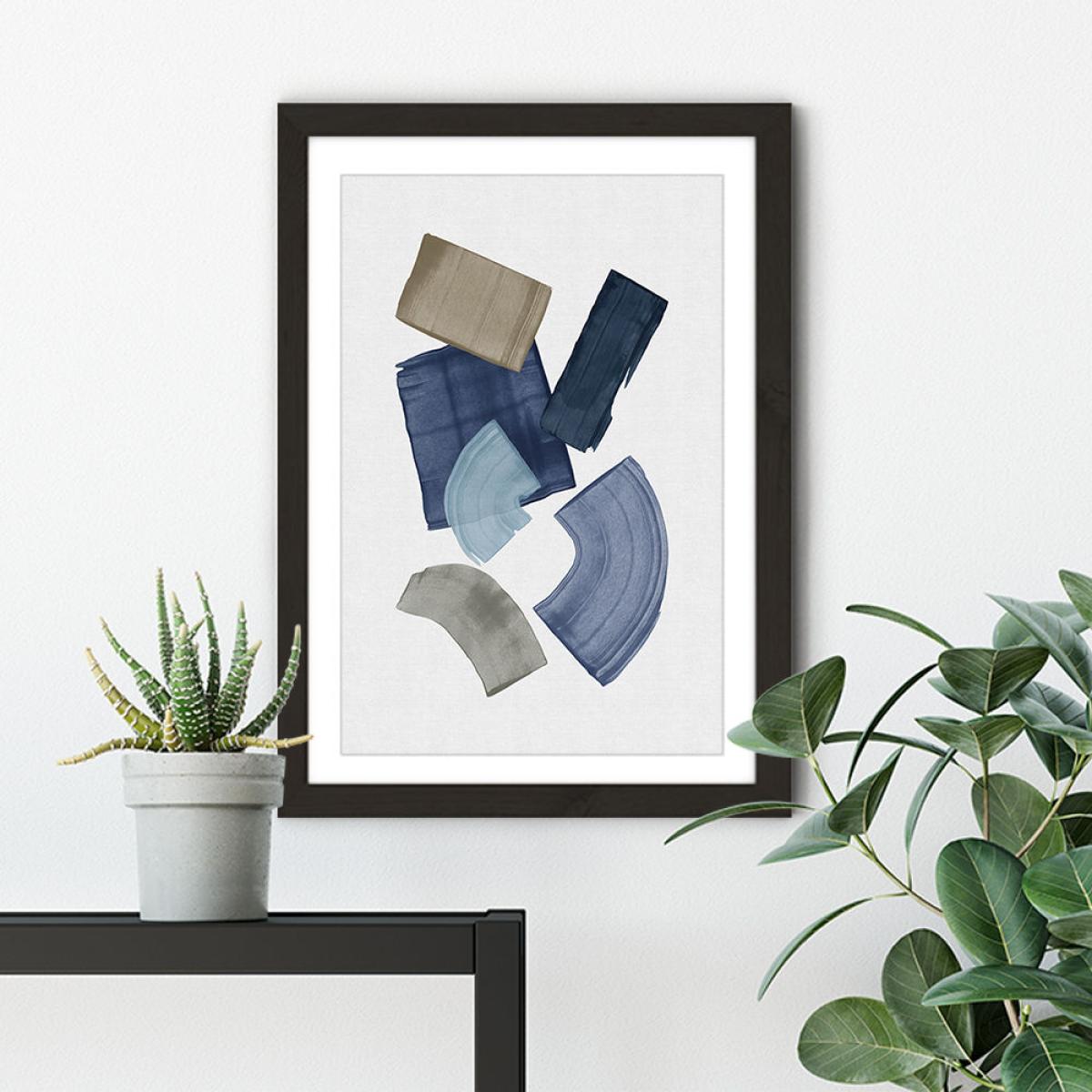 Blue & Brown Paint Blocks Art Print Black Frame – image 4
