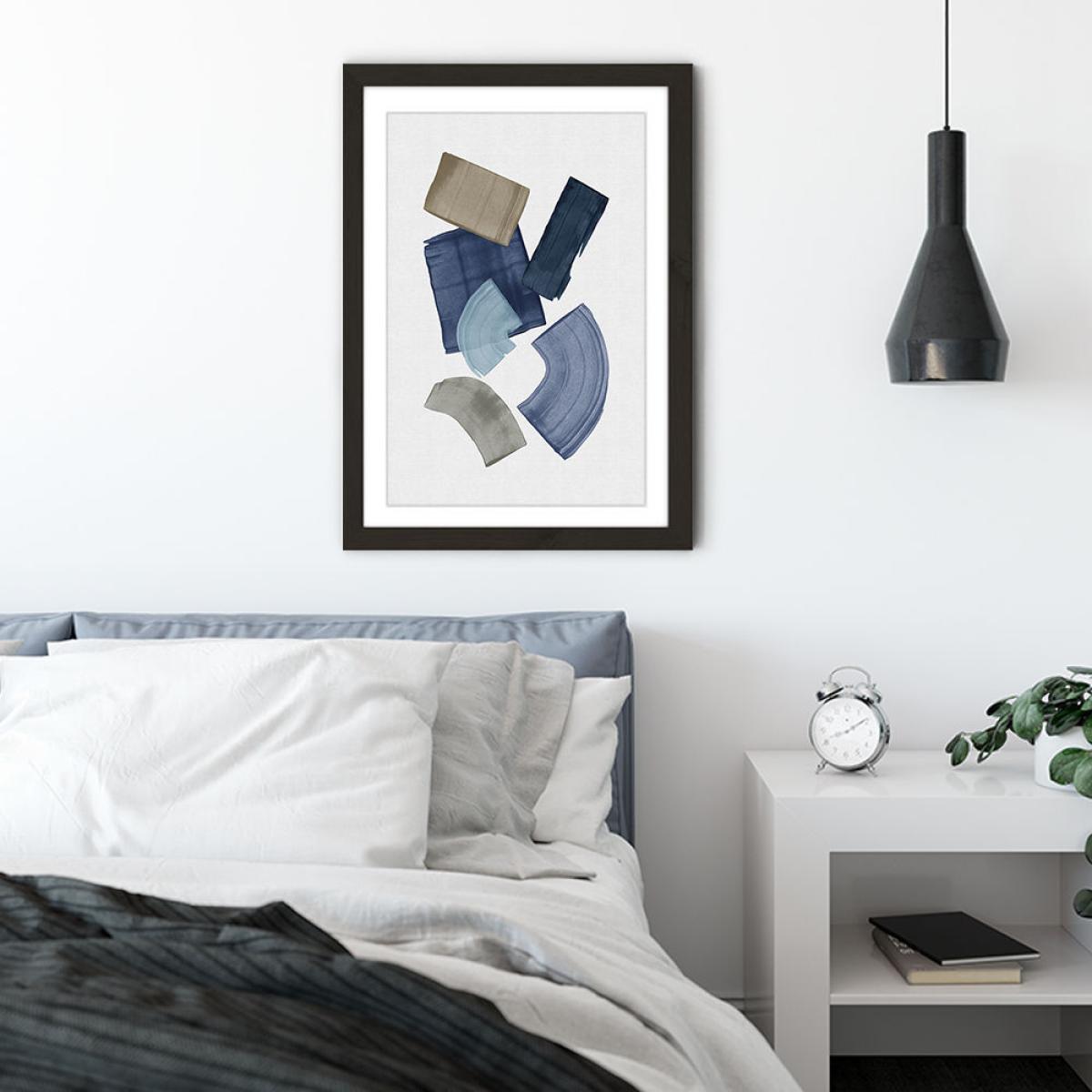 Blue & Brown Paint Blocks Art Print Black Frame – image 5