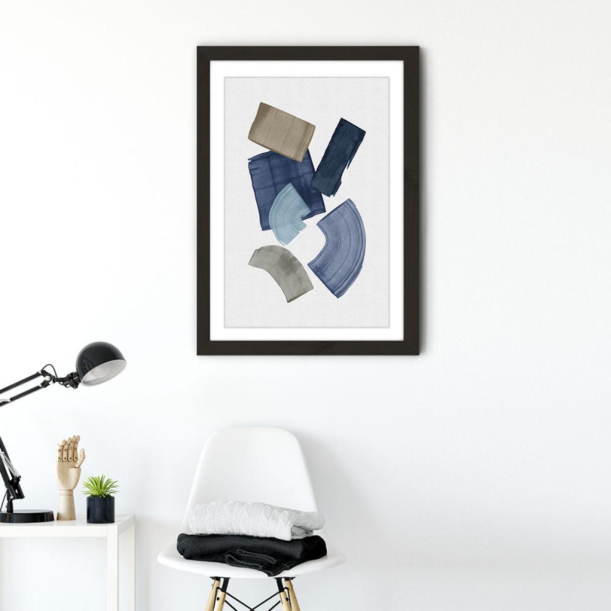 Blue & Brown Paint Blocks Art Print Black Frame – image 6