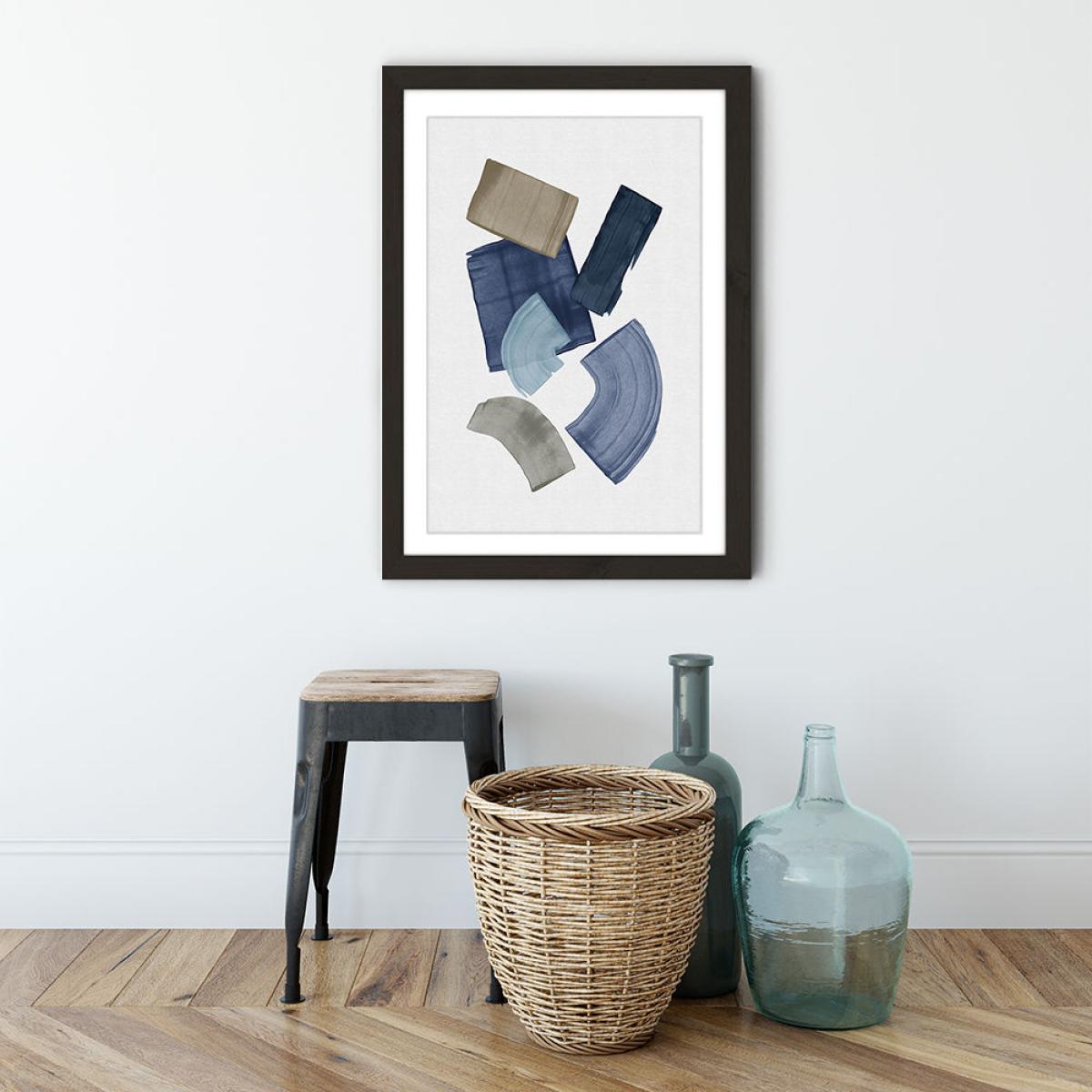 Blue & Brown Paint Blocks Art Print Black Frame – image 7