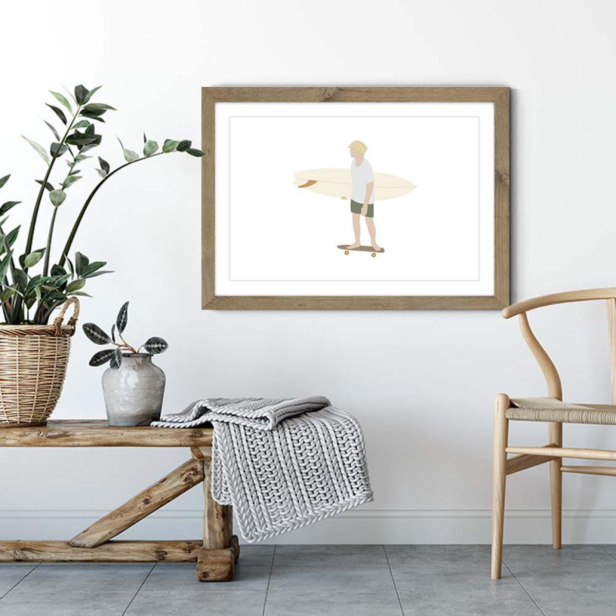 Little Grom Art Print Oak Frame – image 3