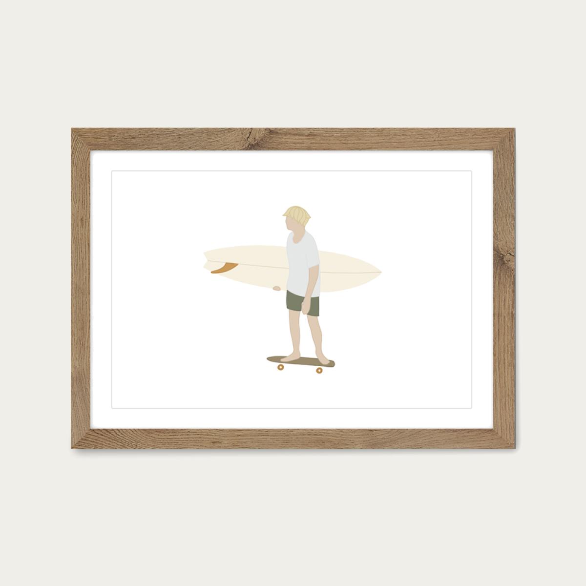 Little Grom Art Print Oak Frame – image 1