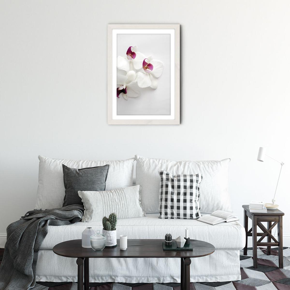 White Wild Orchid Art Print White Frame – image 2