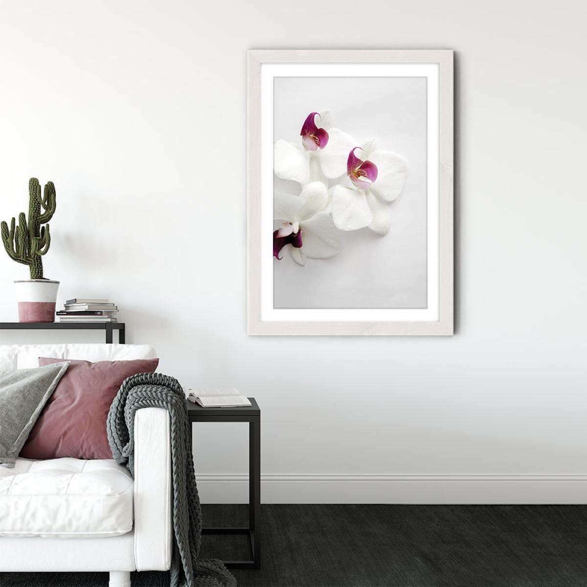 White Wild Orchid Art Print White Frame – image 3