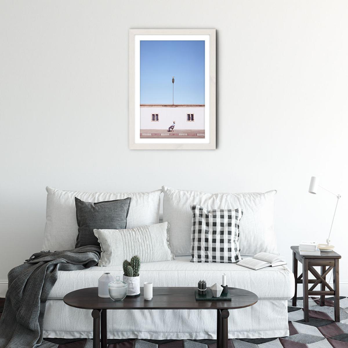 Sidewalk Sunbath Art Print White Frame – image 2