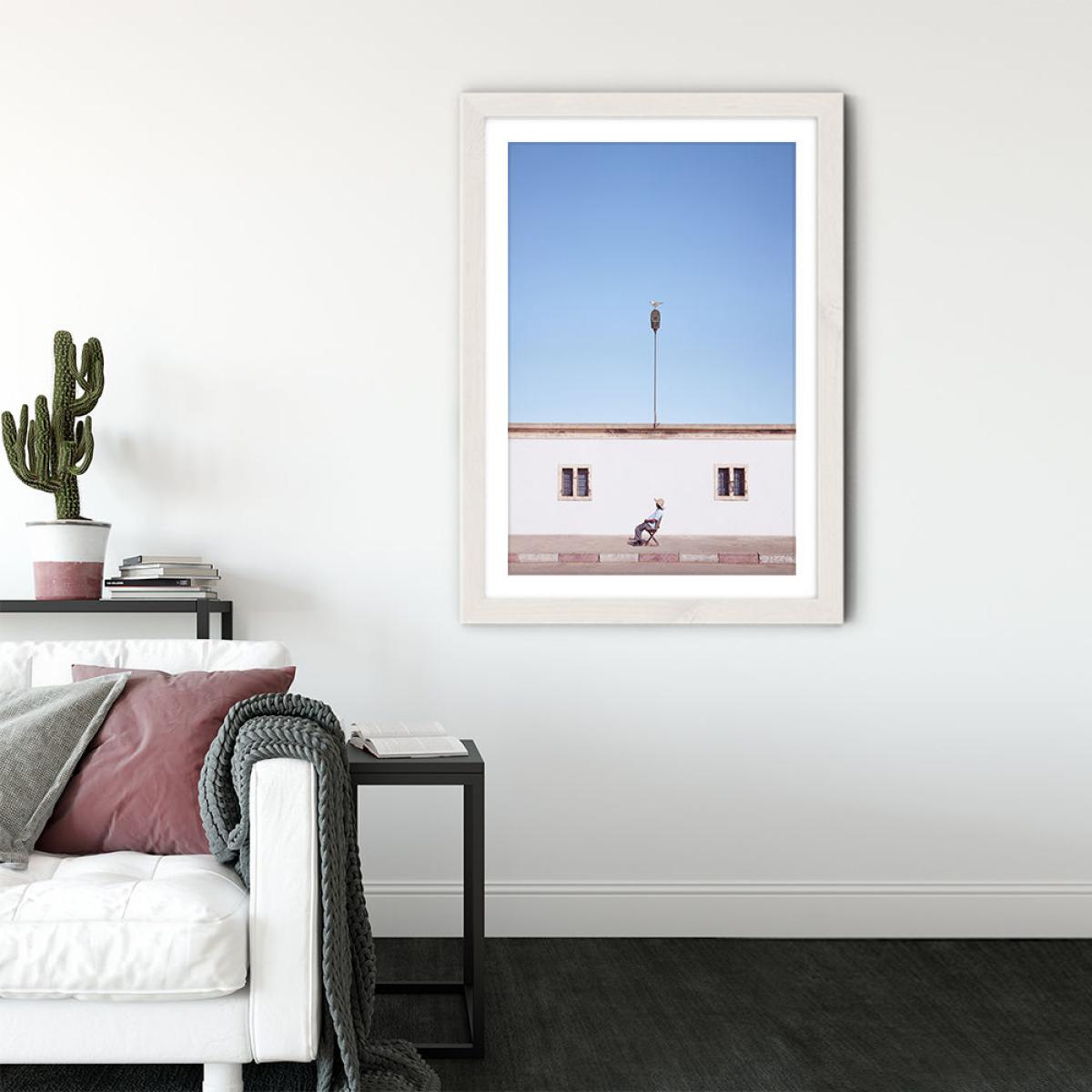 Sidewalk Sunbath Art Print White Frame – image 3