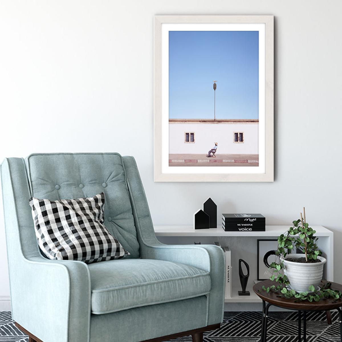 Sidewalk Sunbath Art Print White Frame – image 4