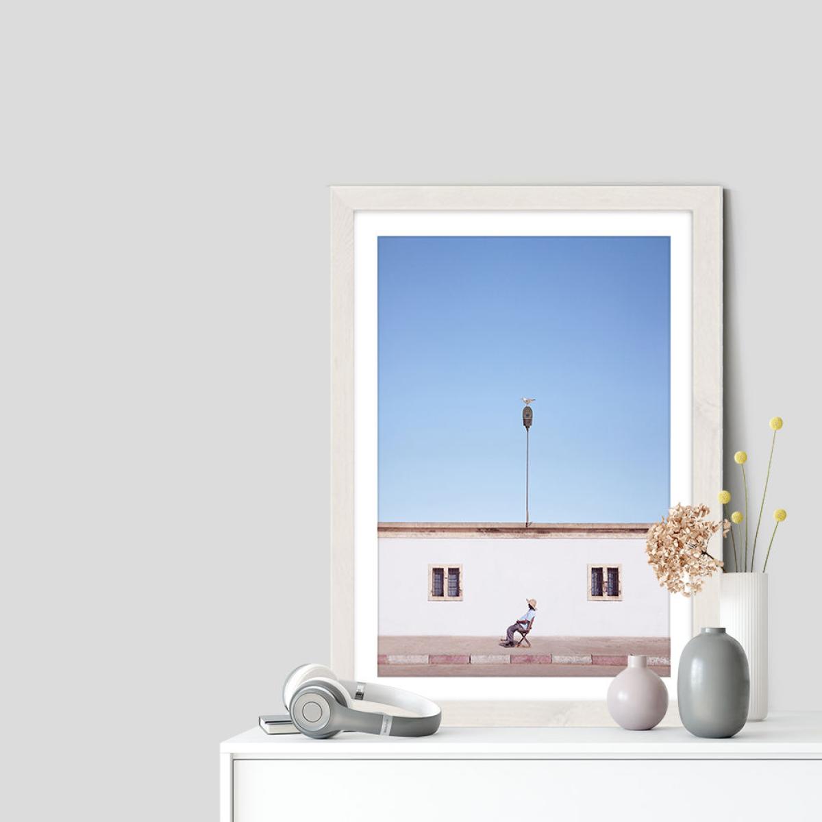 Sidewalk Sunbath Art Print White Frame – image 6