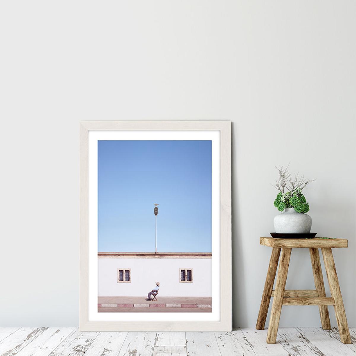 Sidewalk Sunbath Art Print White Frame – image 7