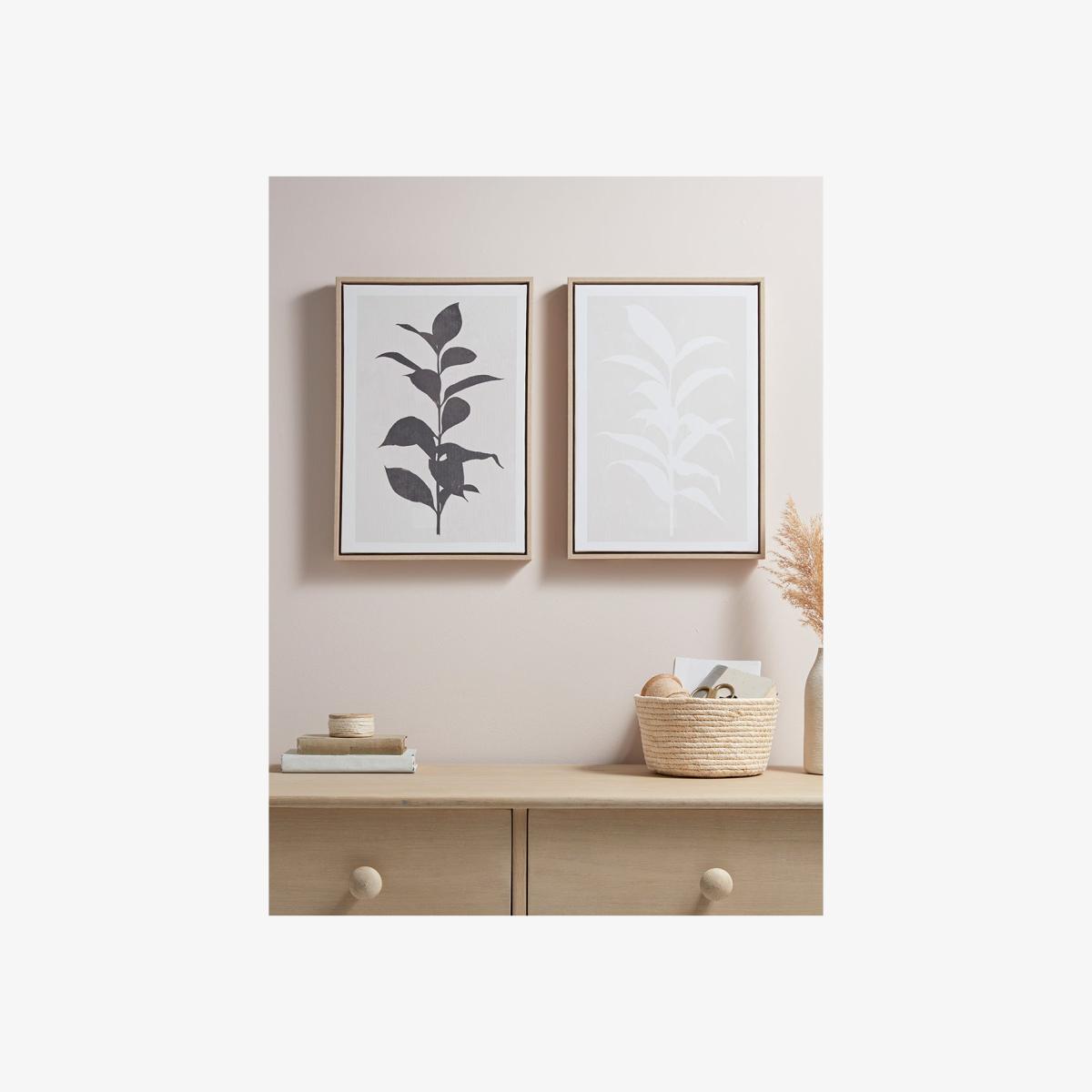 Two Monochrome Leaf Canvases – image 1