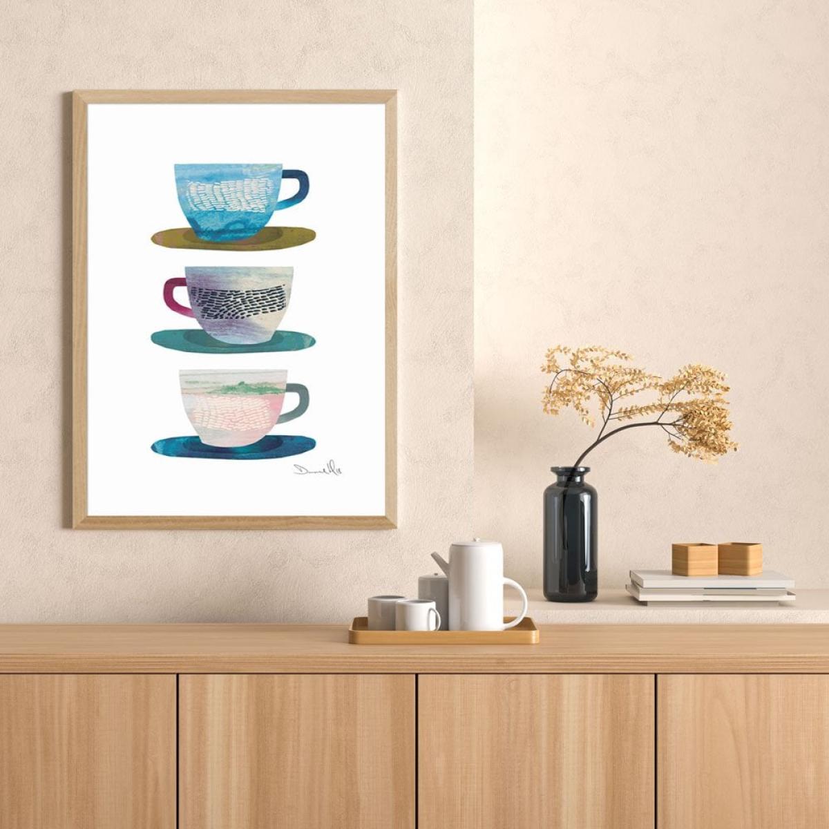 Tea Break, Illustrative Print Colour: Oak, Size: A2 – image 2