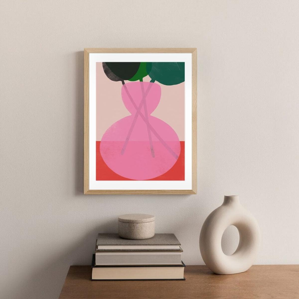 Pink Vase Gathering, Graphic Print Colour: Oak, Size: A1 – image 2