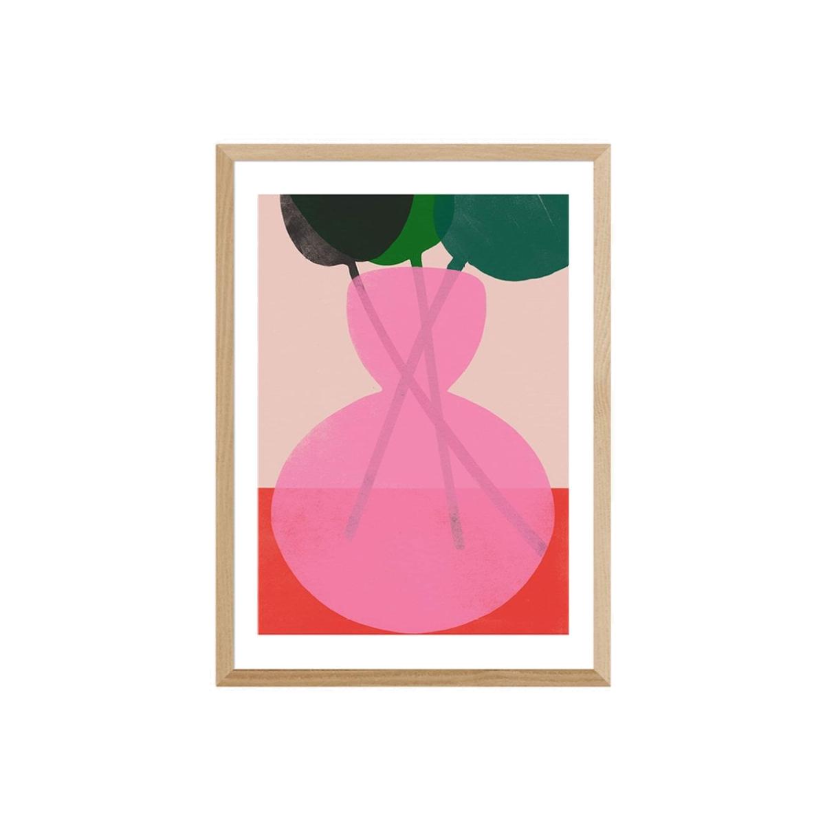 Pink Vase Gathering, Graphic Print Colour: Oak, Size: A1 – image 1