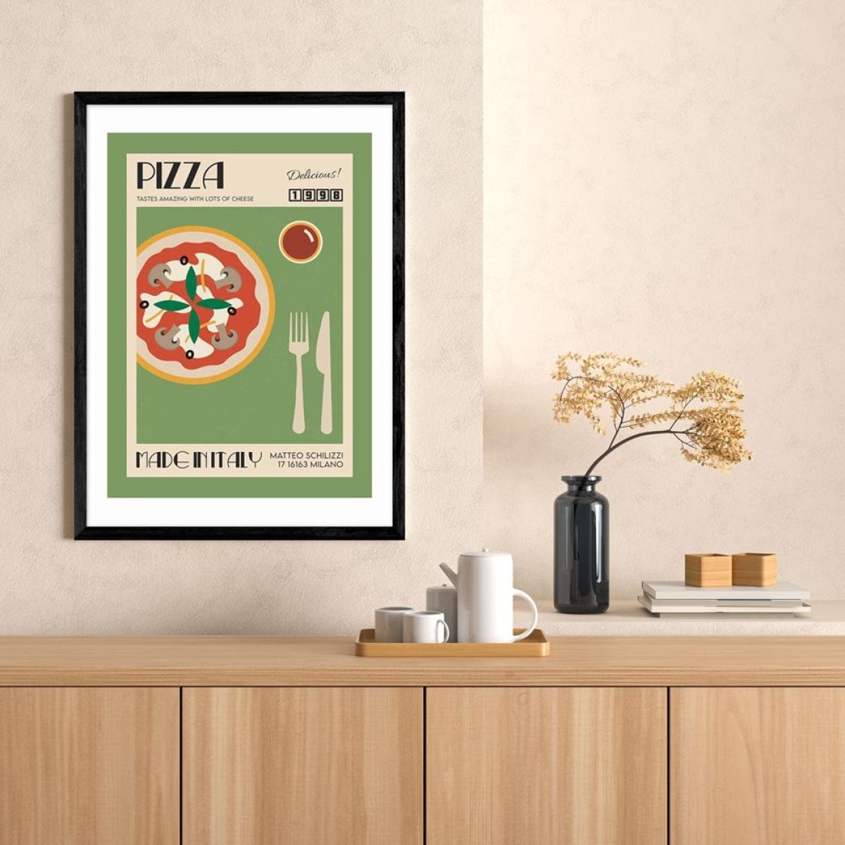 Taste of Italy Pizza, Graphic Print Colour: White, Size: A2 – image 2