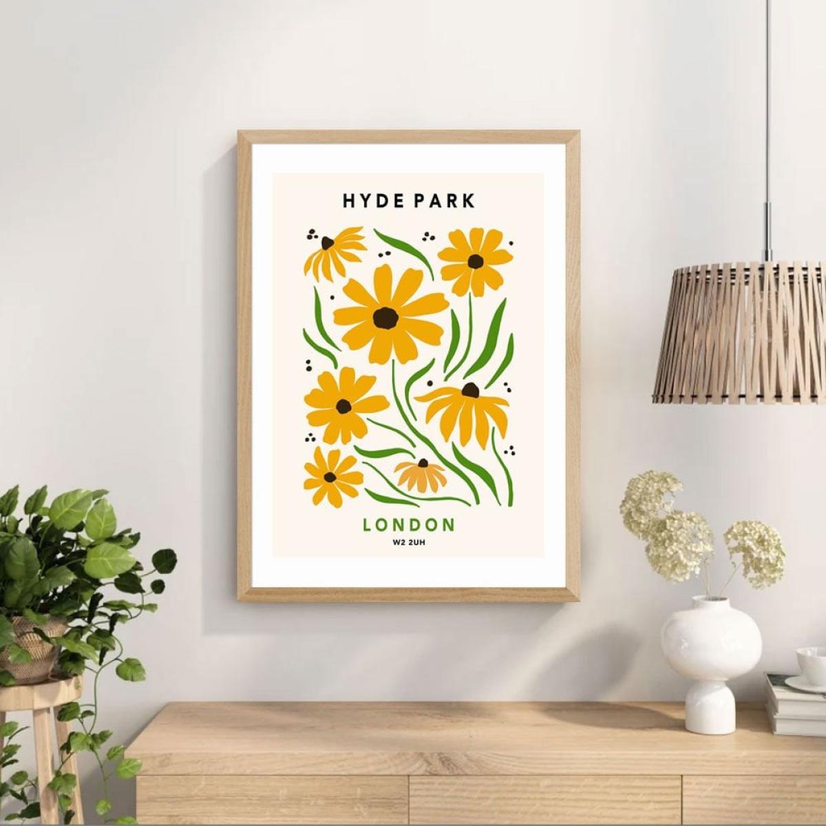 Hyde Park In Summer, Graphic Print Colour: White, Size: A3 – image 2
