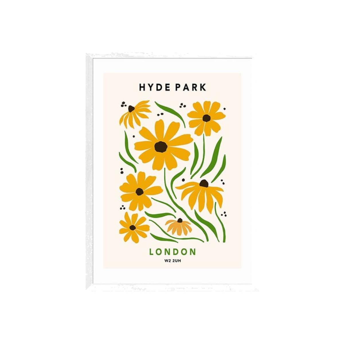 Hyde Park In Summer, Graphic Print Colour: White, Size: A3 – image 1