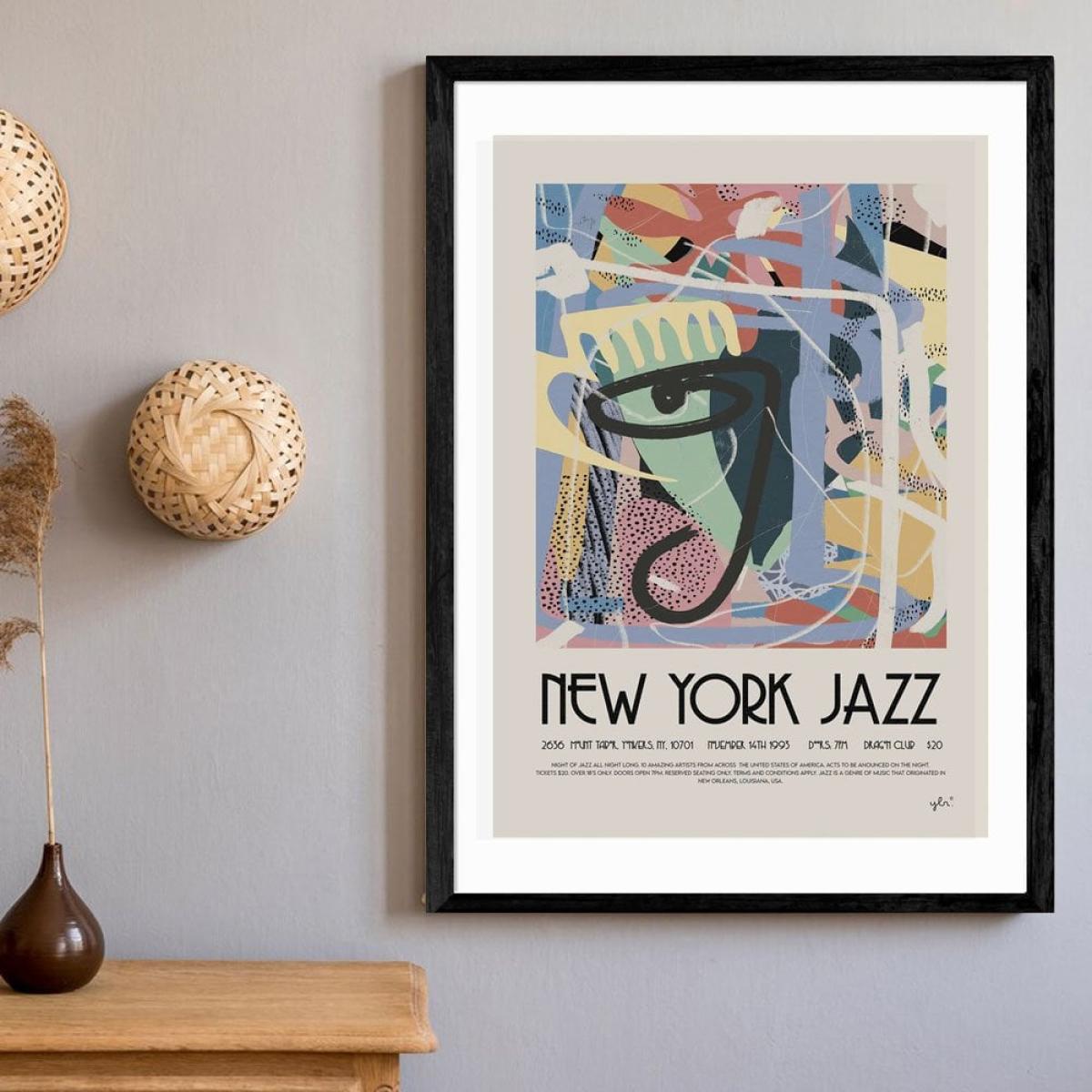 New York Jazz Club, Graphic Print Colour: Black, Size: A2 – image 2