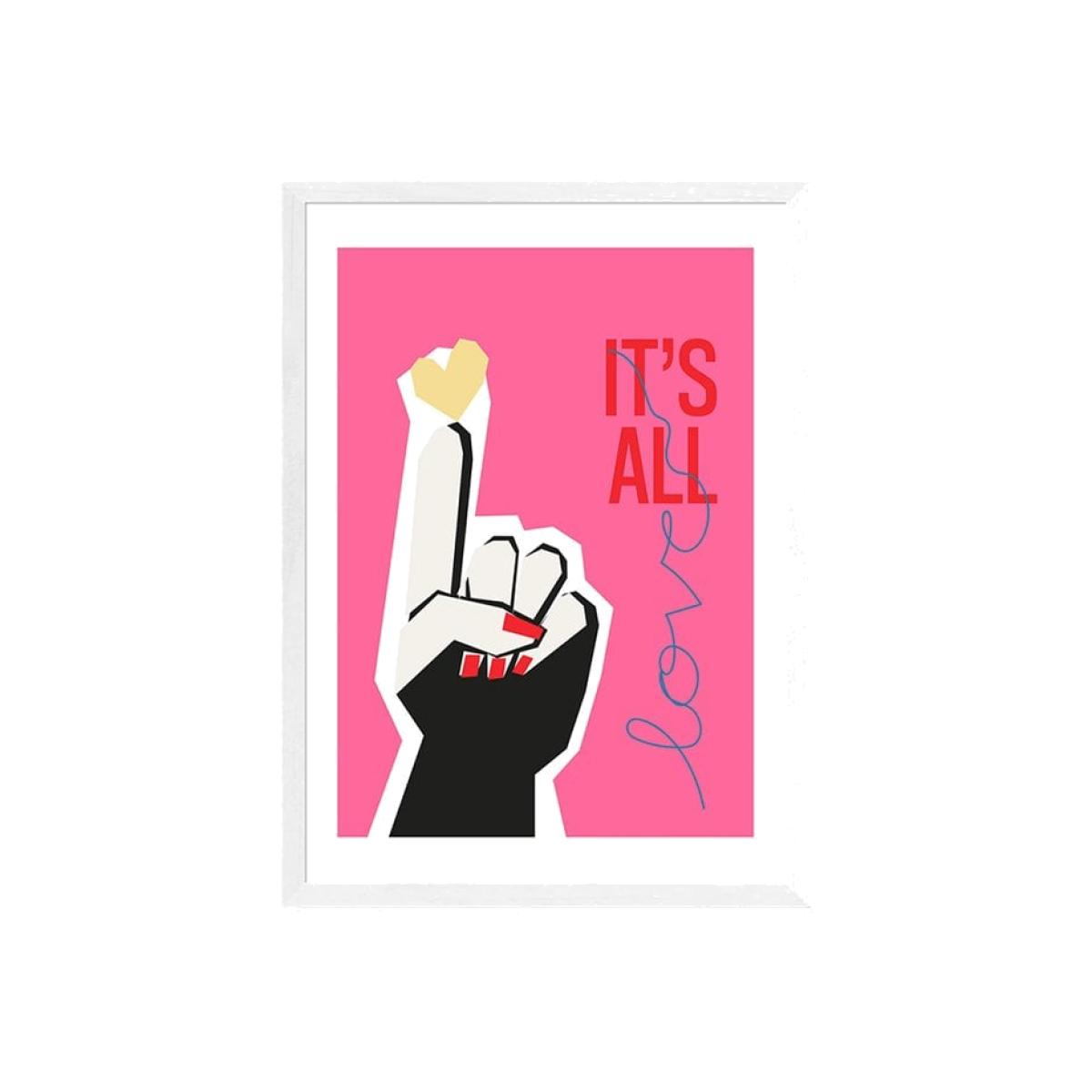 It's All Love Pink, Graphic Print Colour: White, Size: A3 – image 1