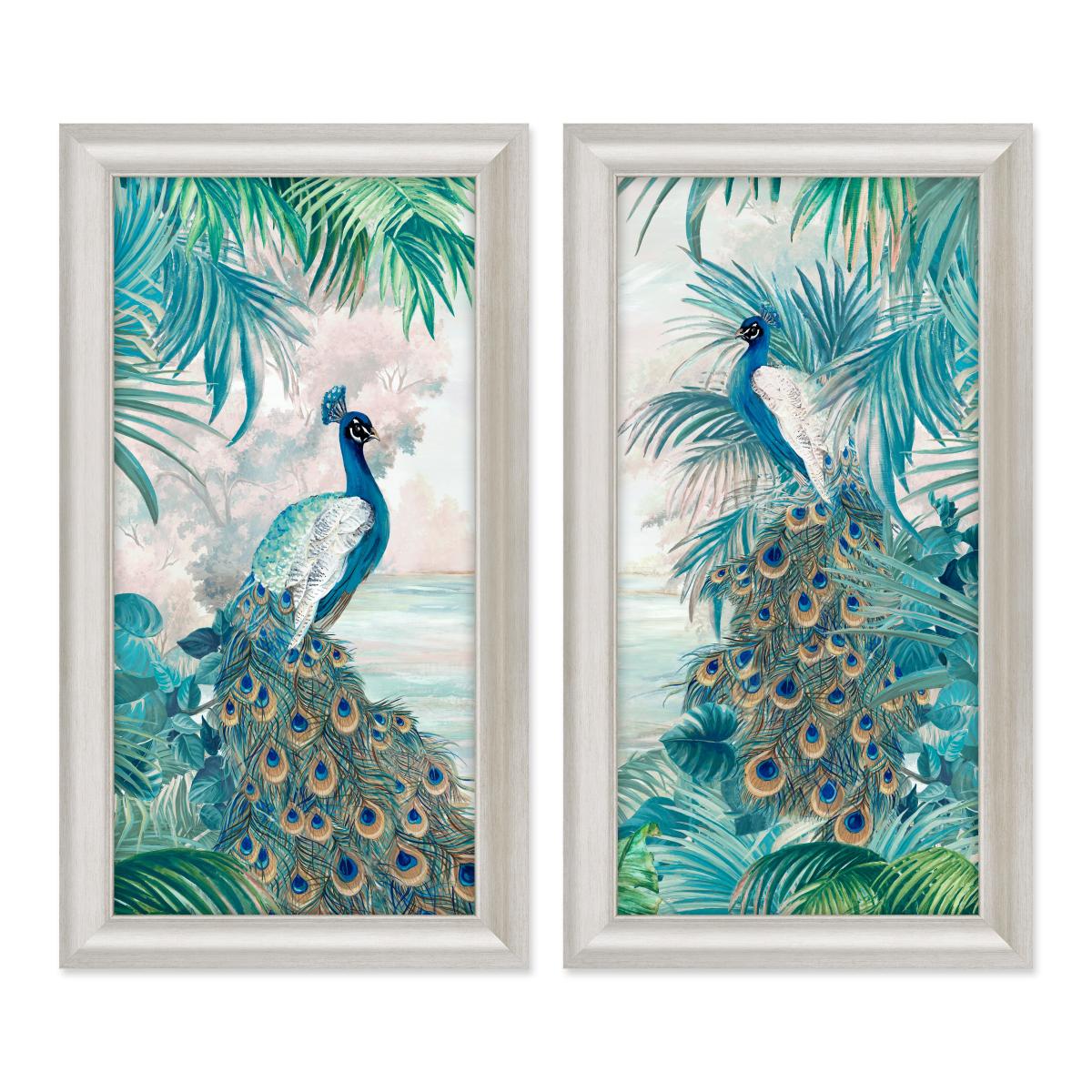 Indian Peafowl by Eva Watts Set of 2 Framed Prints Blue – image 2