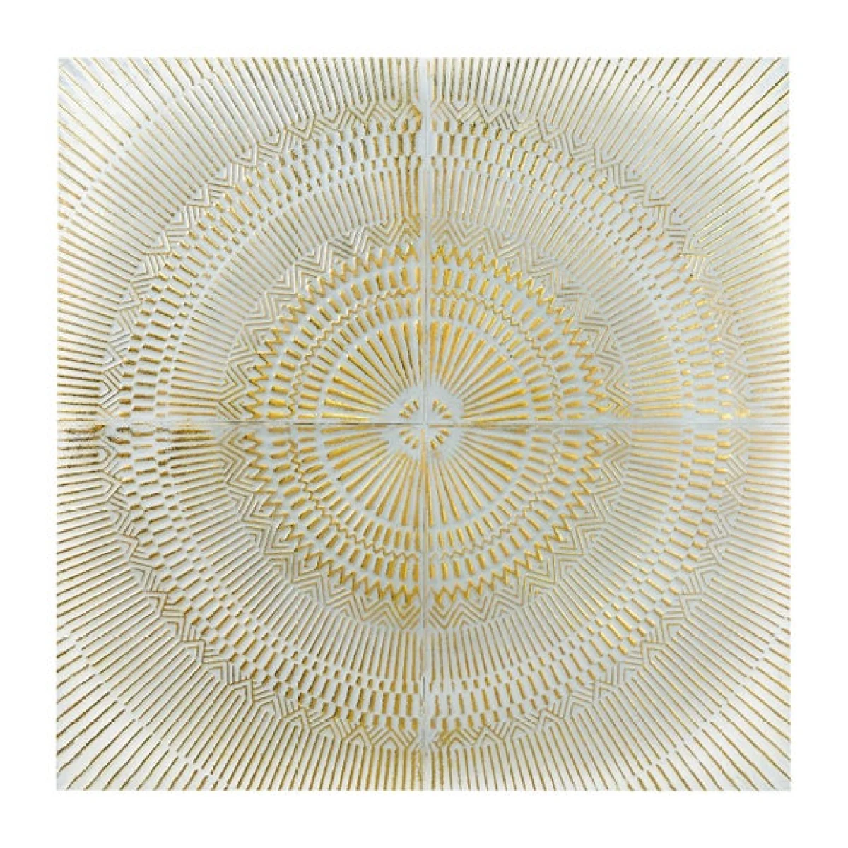 Return - Antiqued White and Gold Textured Metal Wall Art – image 2