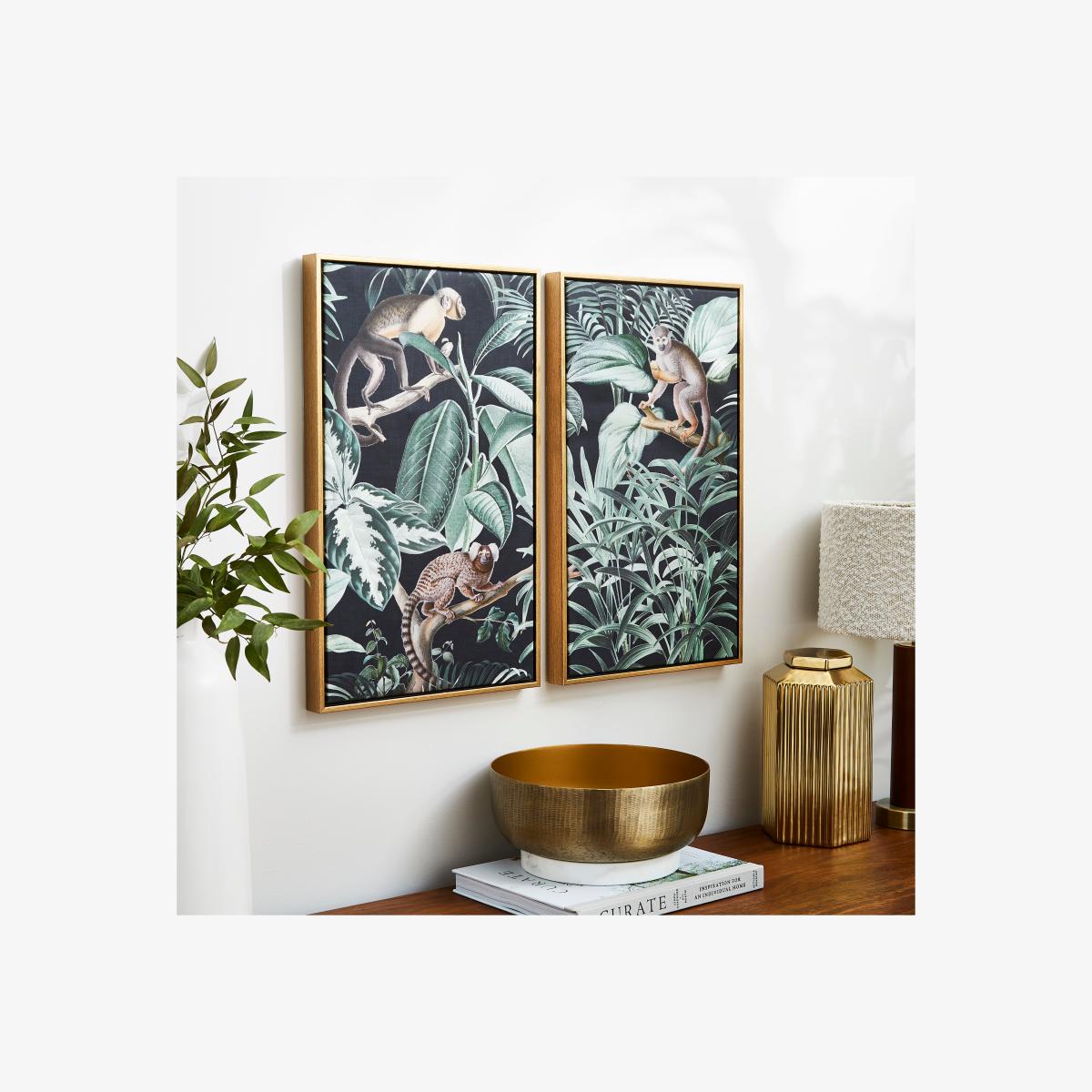 Set of 2 Monkey Framed Canvases – image 1
