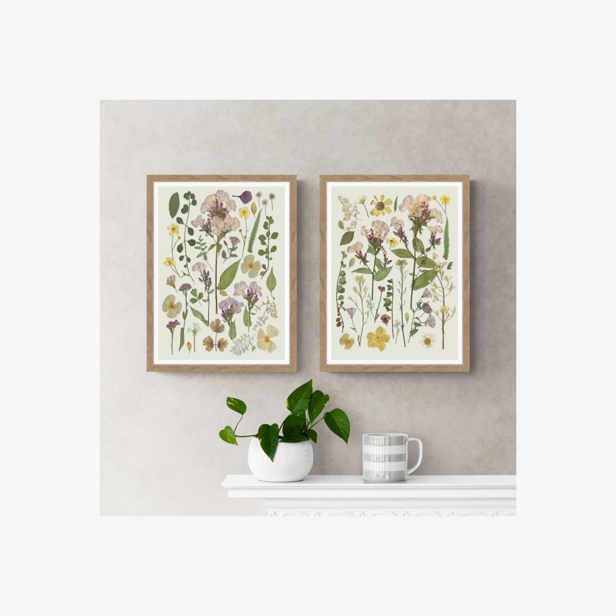 Set of 2 Pressed Flowers Framed Prints – image 1