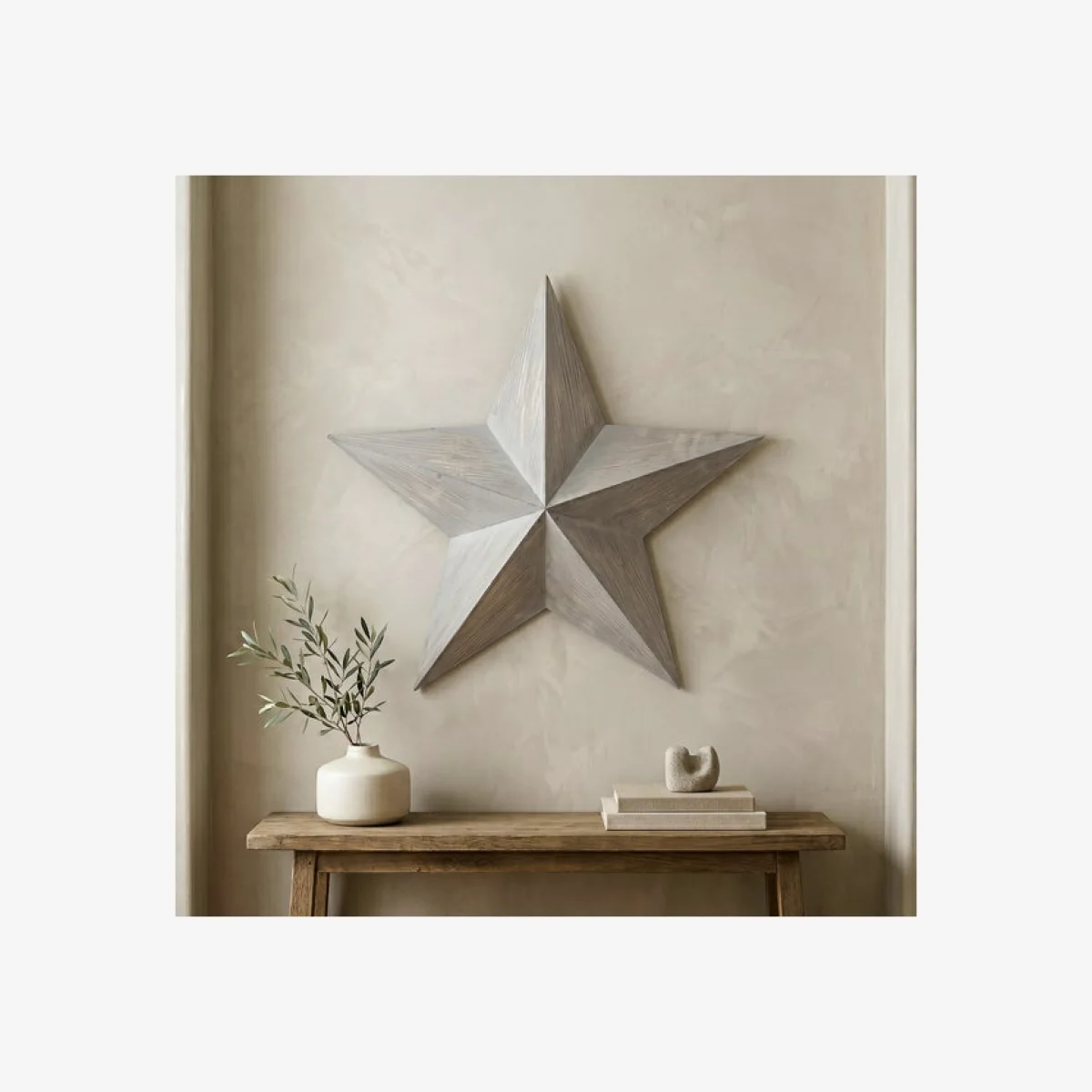 Grey Washed Effect 3D Star Wall Art – image 1