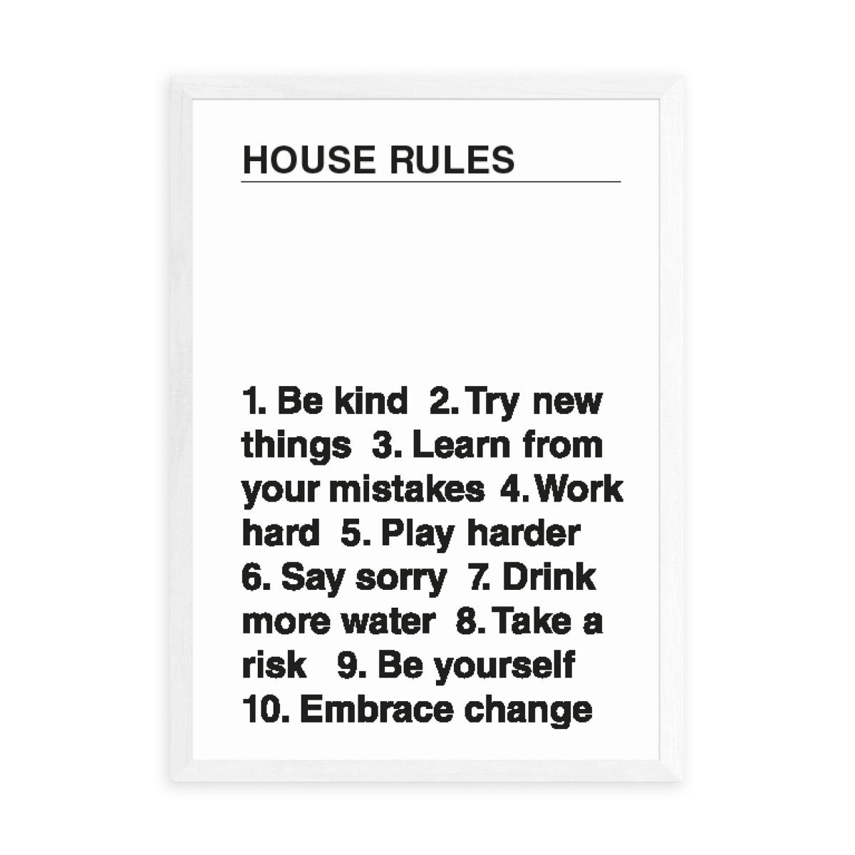 East End Prints House Rules Print Black/White – image 2