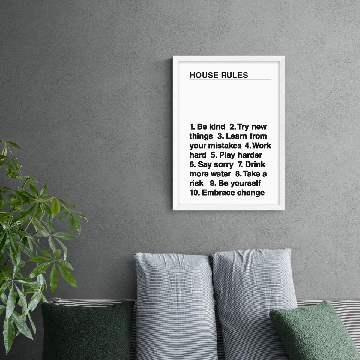 East End Prints House Rules Print Black/White – image 1