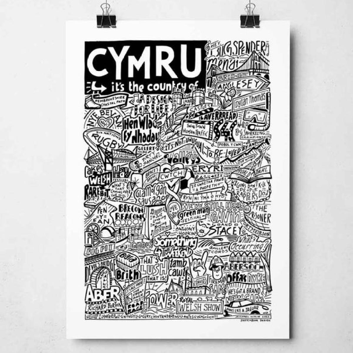 Sketchbook Design Cymru Landmarks Framed Print – image 2