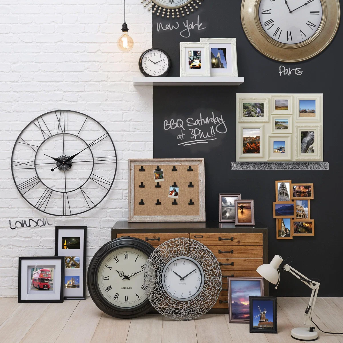 Wooden Bulldog Clip Memo Board Light Brown – image 2