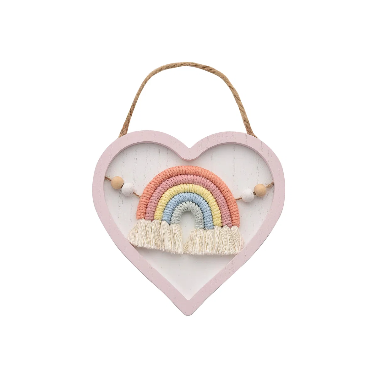 Petit Cheri Wooden Heart Macrame Wall Plaque – image 1