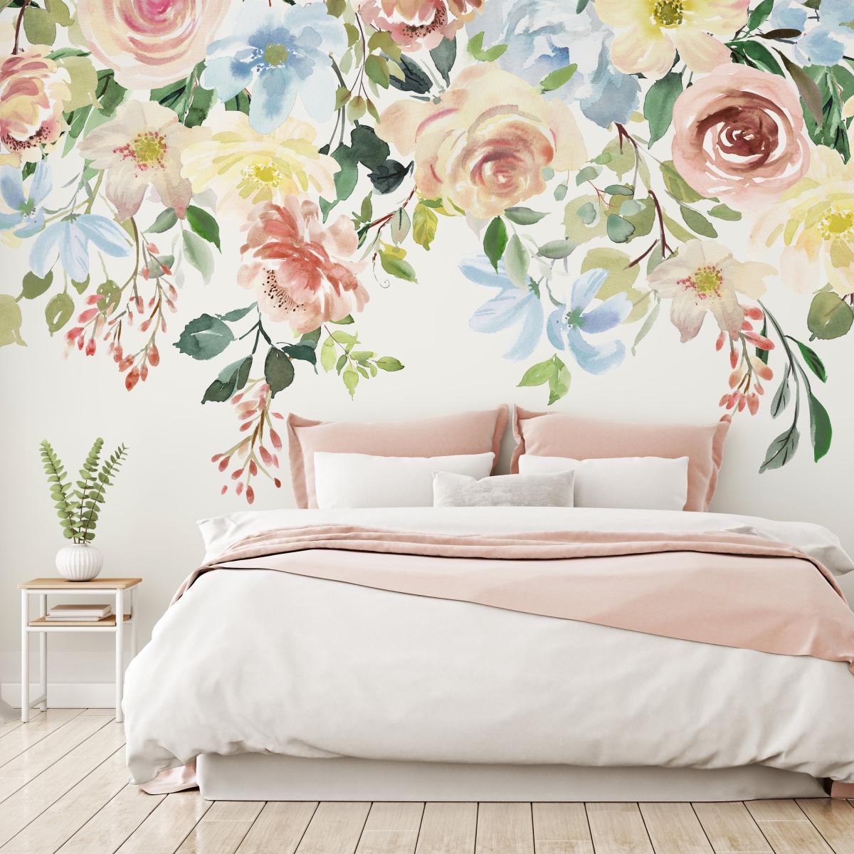 Watercolour Florals Mural Terracotta – image 2