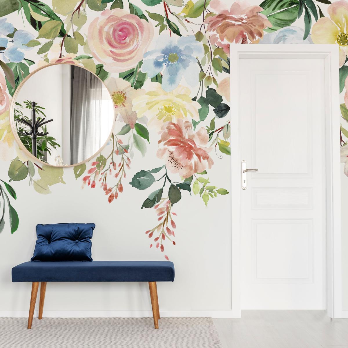 Watercolour Florals Mural Terracotta – image 3