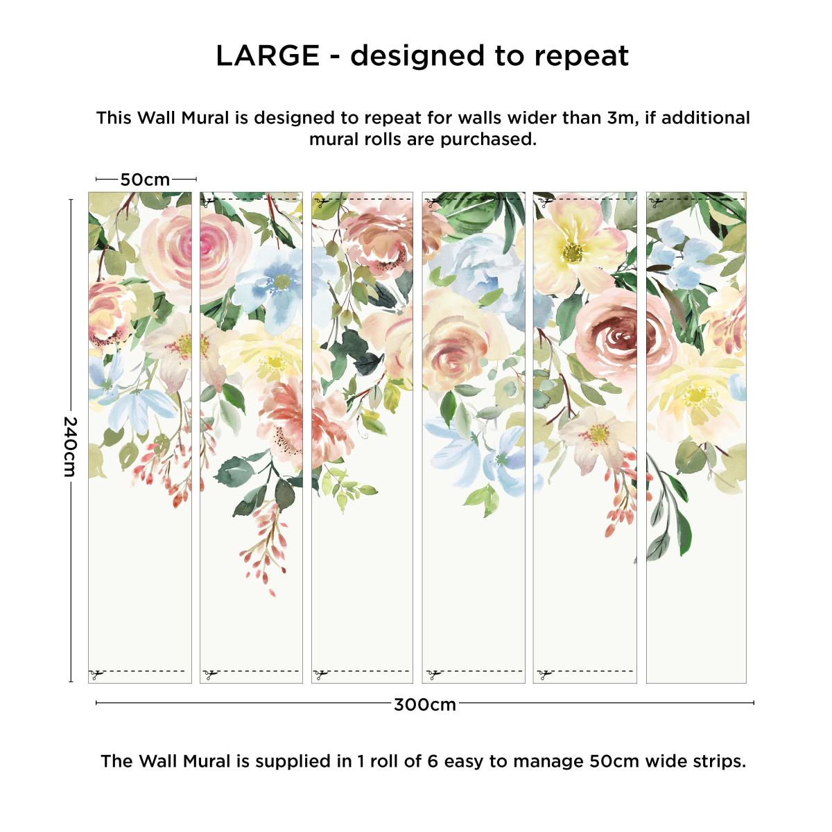 Watercolour Florals Mural Terracotta – image 4