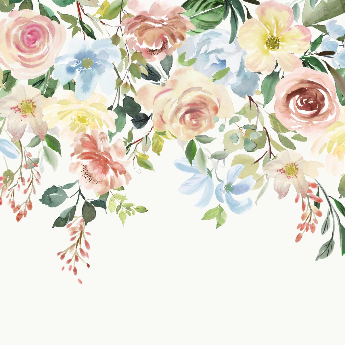 Watercolour Florals Mural Terracotta – image 5
