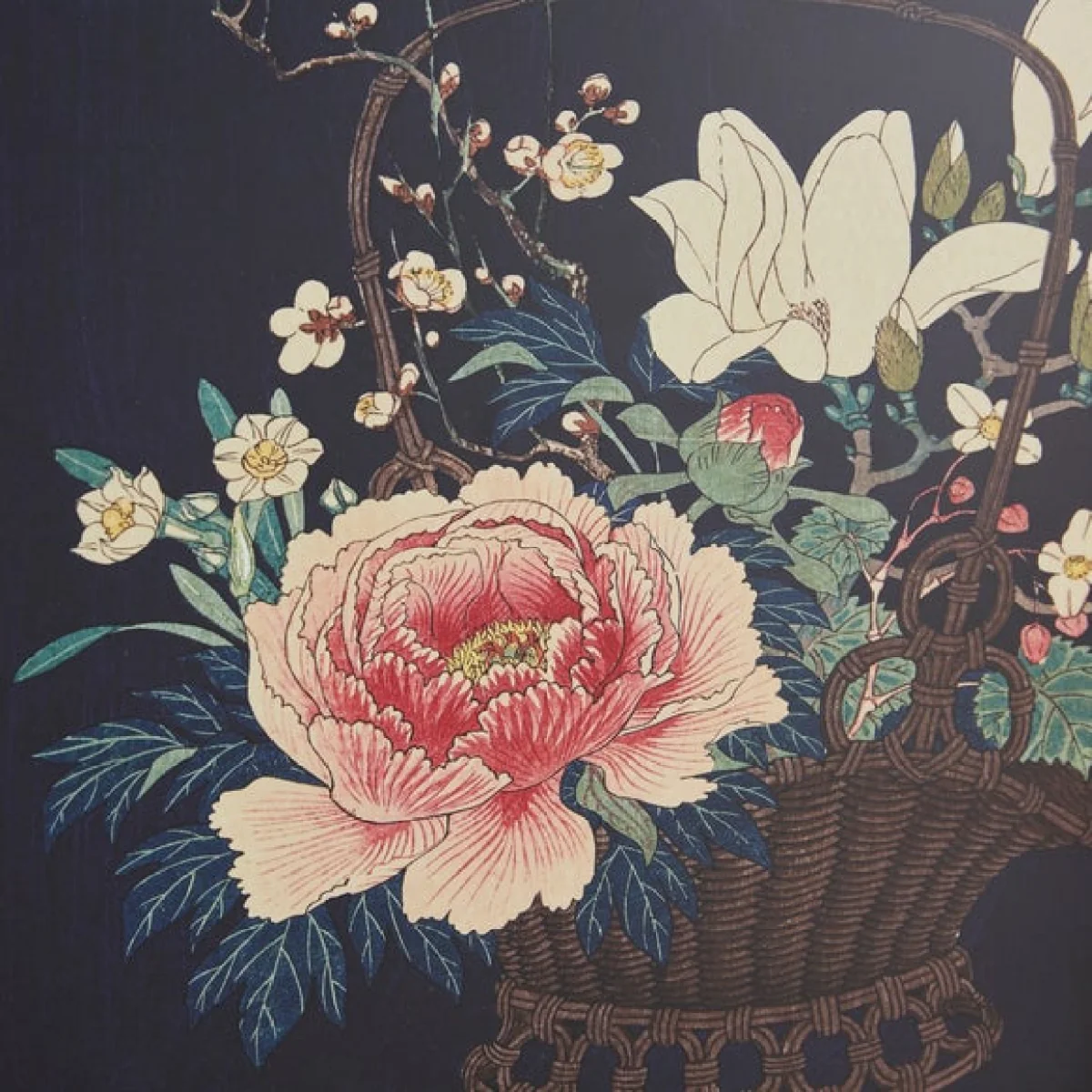 Basket of Flowers by Ohara Koson Framed Print Black – image 2