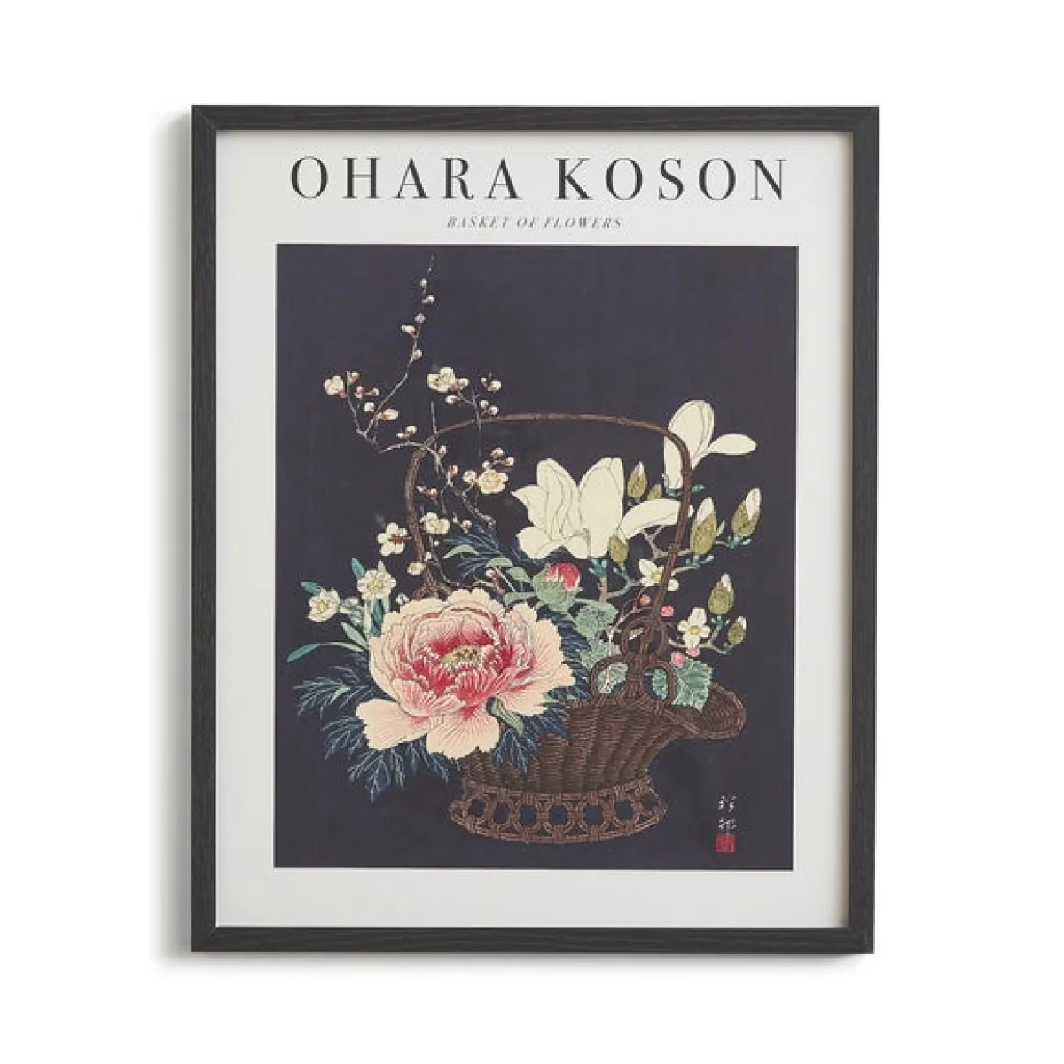 Basket of Flowers by Ohara Koson Framed Print Black – image 3