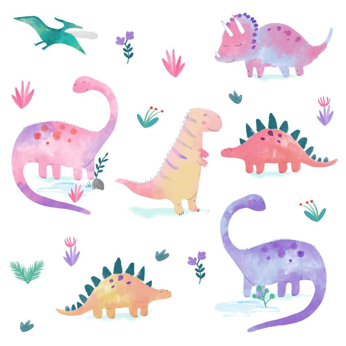 Dinosaur Pink Medium Wall Stickers Pink – image 3