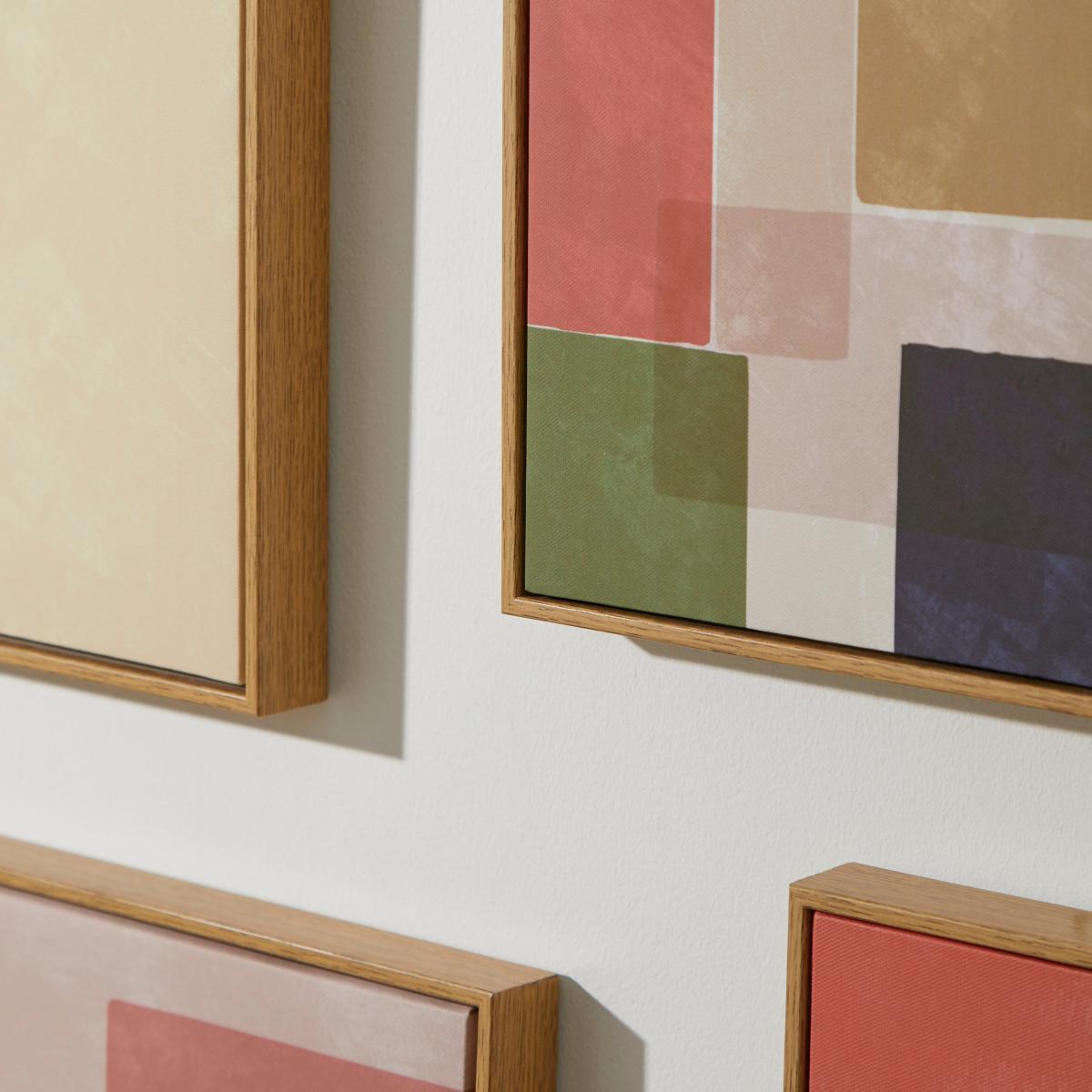 Set of 6 Elements Abstract Capped Canvases Pink/Green/Brown – image 2