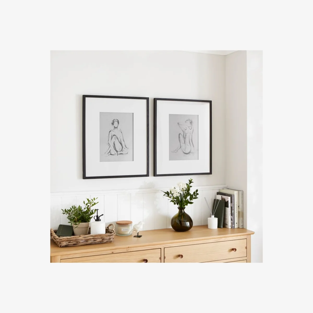 Set of 2 Churchgate Wilbarston Framed Prints Black and White – image 1