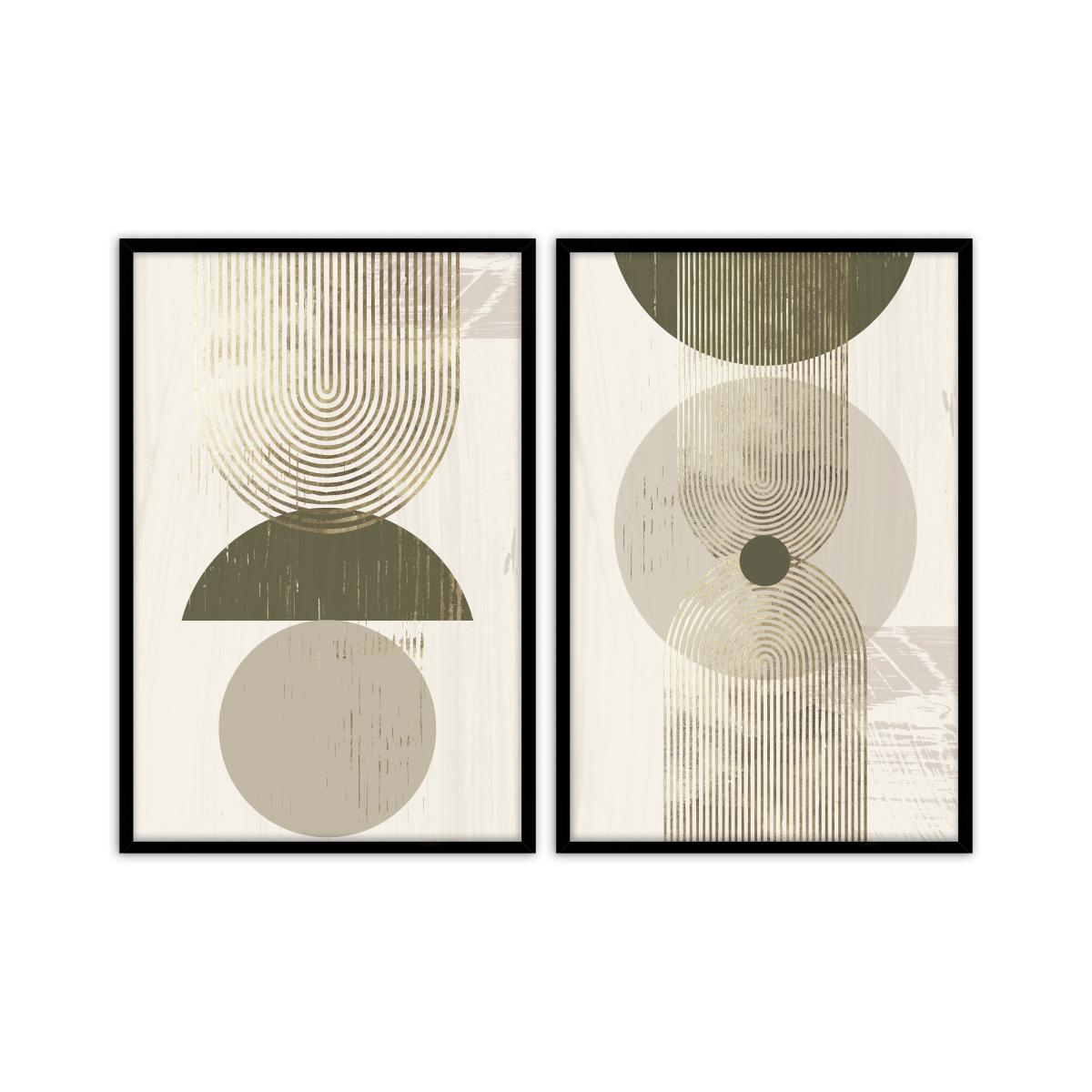 Set of 2 Mid Century Design Framed Prints Gold – image 2