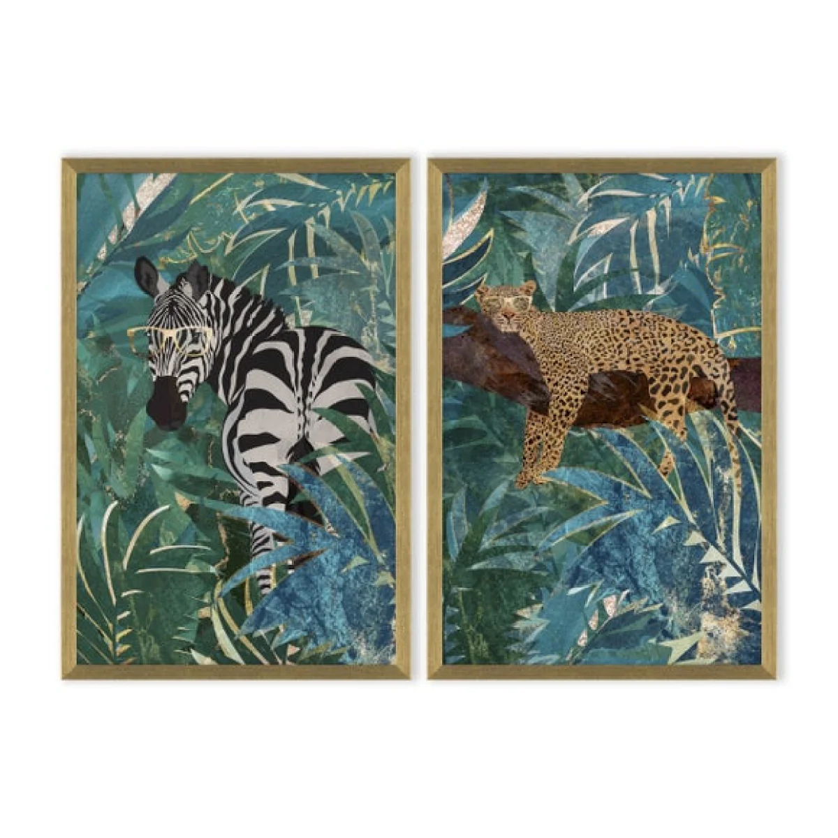 Set of 2 Jungle Vibes Framed Prints Green – image 2