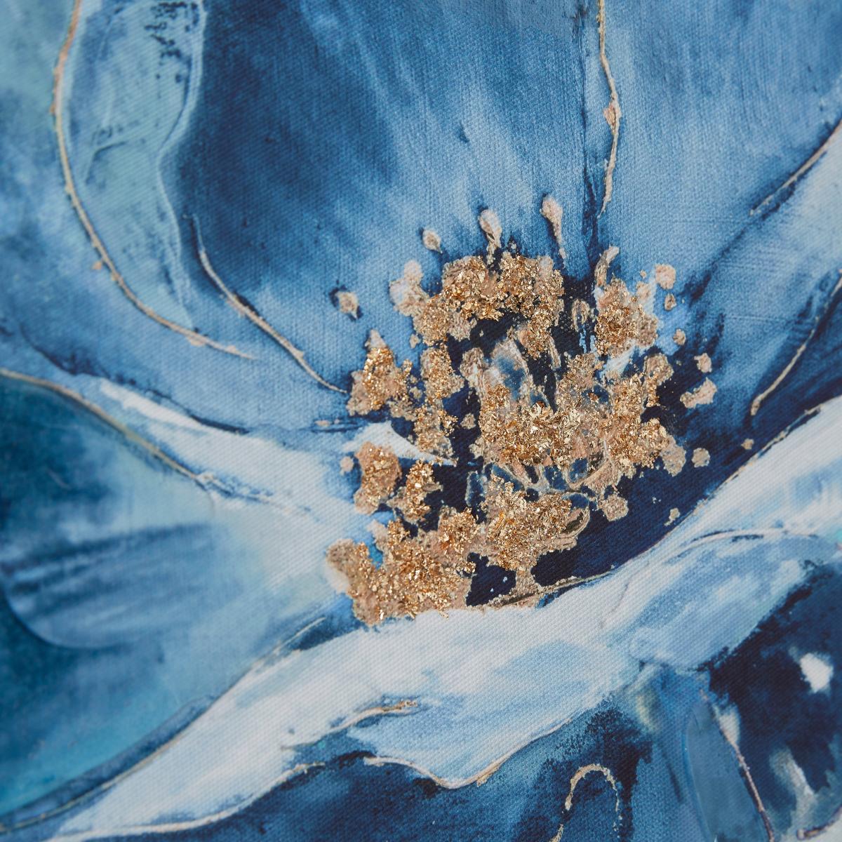 Gold Foil Blue Flower Capped Canvas 60x80cm Blue – image 2