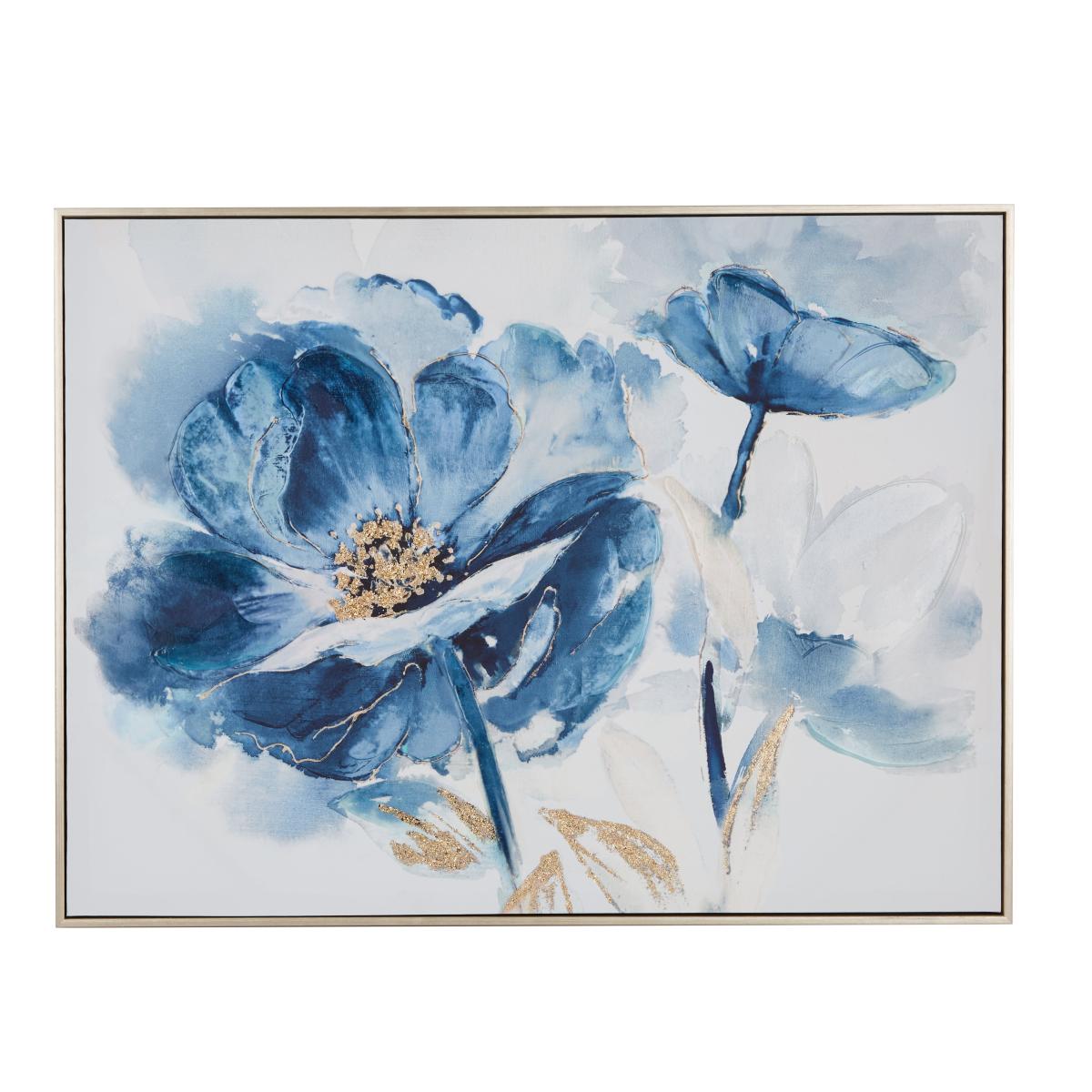 Gold Foil Blue Flower Capped Canvas 60x80cm Blue – image 3