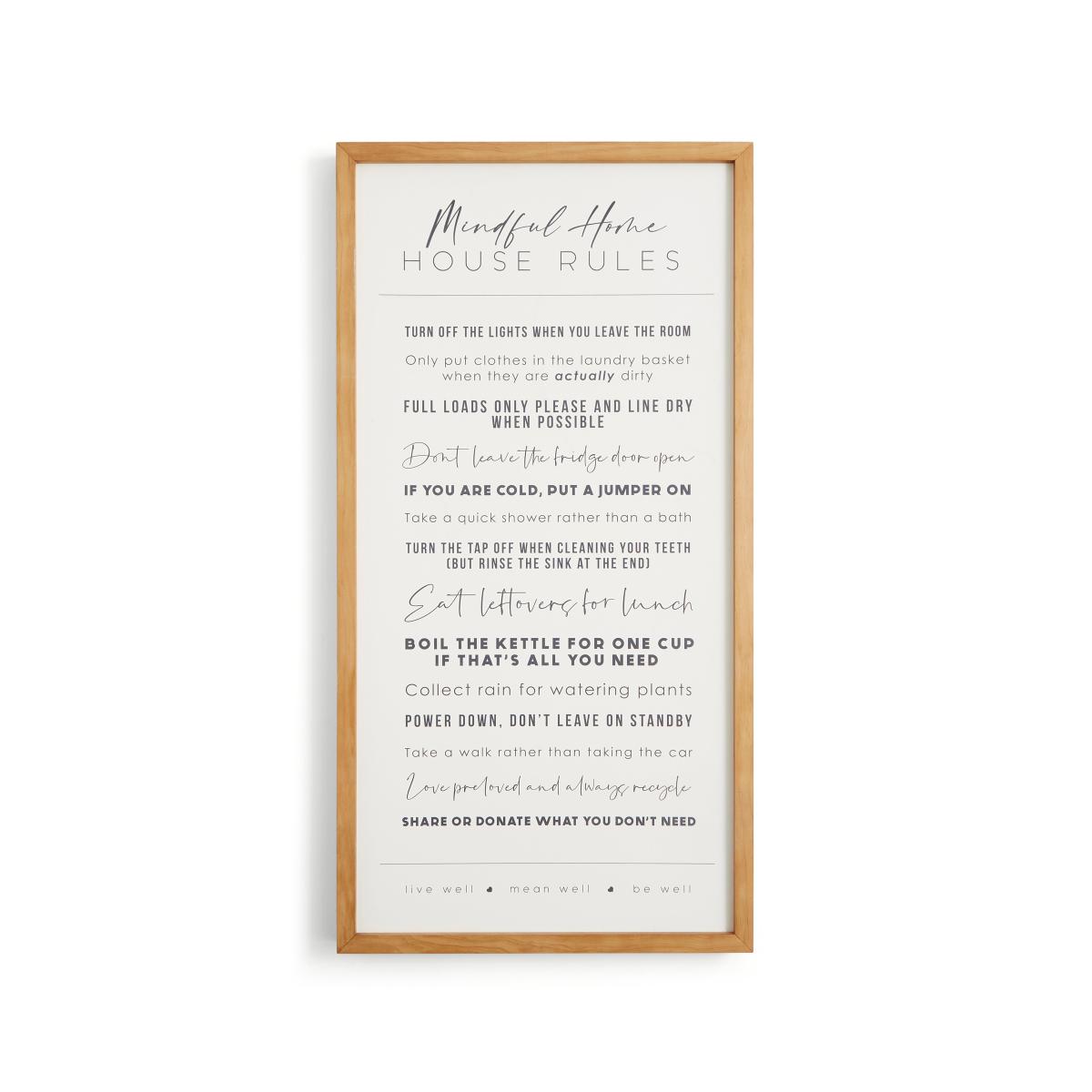 Mindful House Rules Framed Print 70x36cm White – image 3