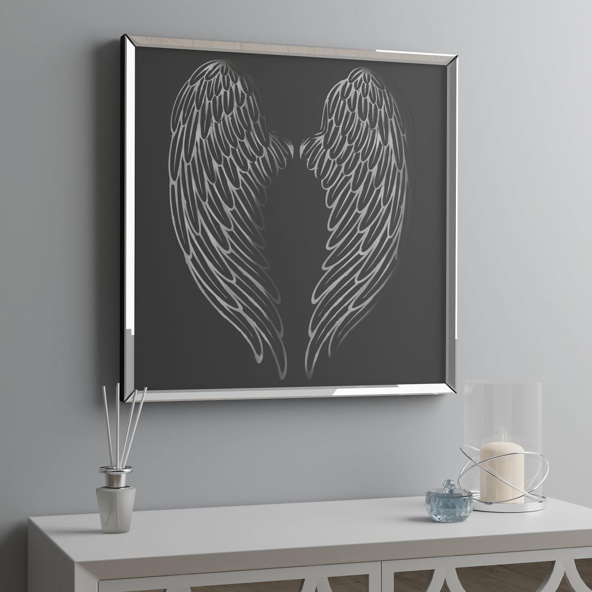 LED Framed Angel Wings Wall Art Black and White – image 3