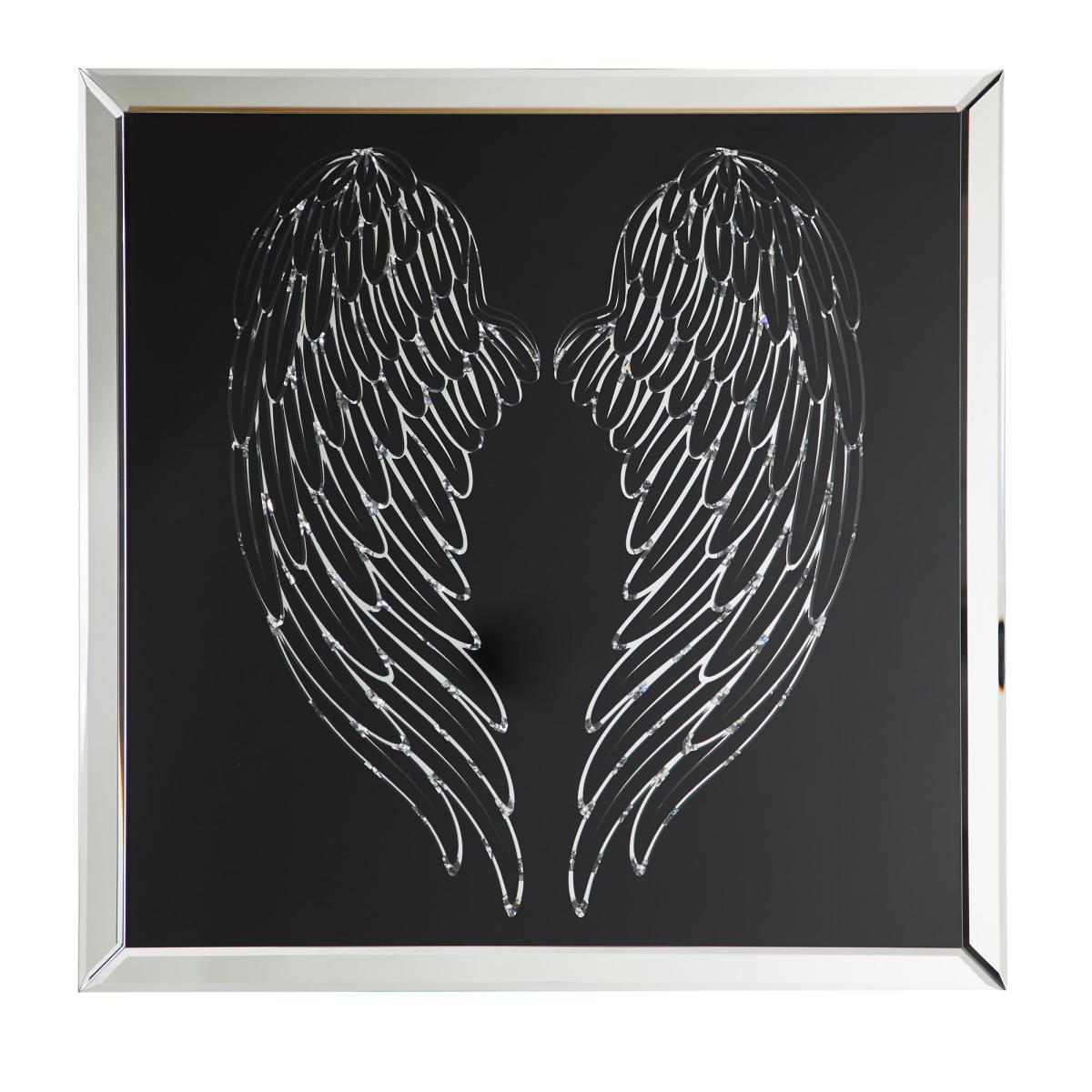 LED Framed Angel Wings Wall Art Black and White – image 4